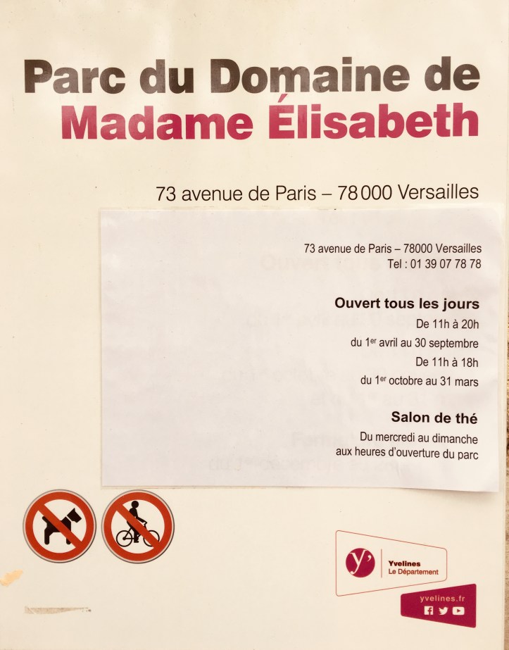 Horaires parc de Mme Elisabeth